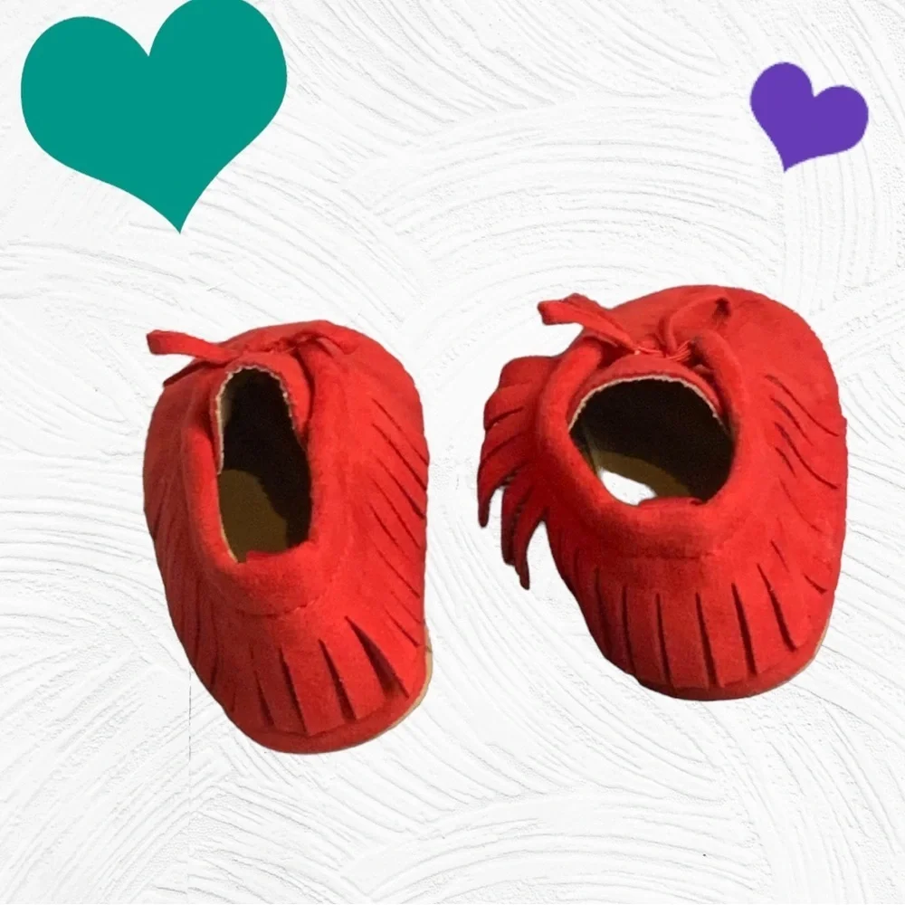 Old Navy Brick Red Moccasins Soft So,e Shoes Infant Girl 12-18 Month